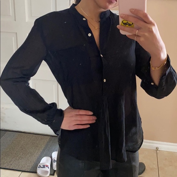 half button up Wilfred blouse in black. - Picture 3 of 3